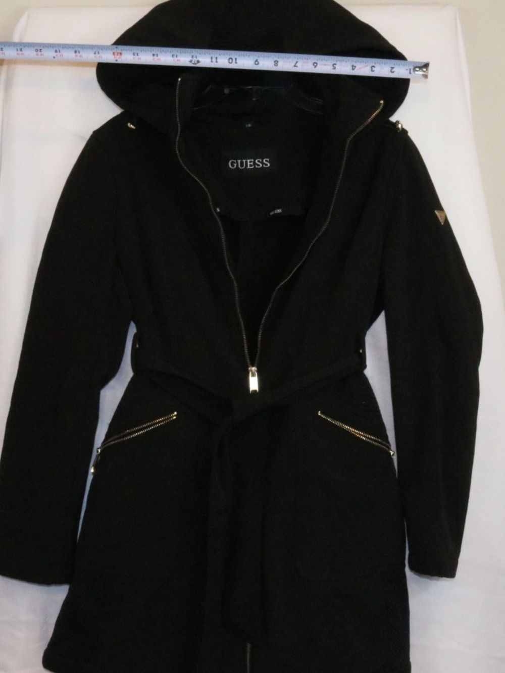GUESS Women's Softshell Coat with Hood - Large Logoed ,Black. Ex. Condition! - Picture 3 of 11